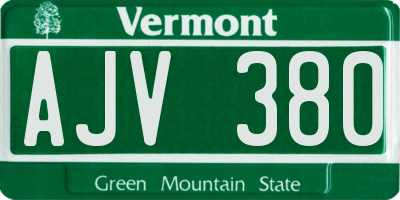 VT license plate AJV380