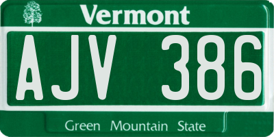 VT license plate AJV386