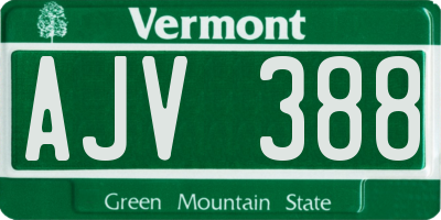 VT license plate AJV388