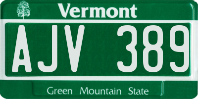 VT license plate AJV389