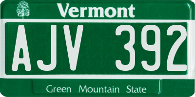 VT license plate AJV392