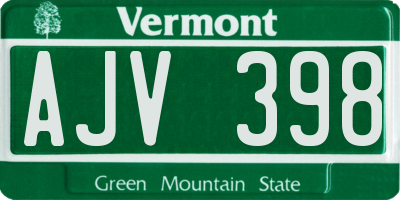 VT license plate AJV398