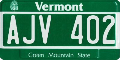 VT license plate AJV402