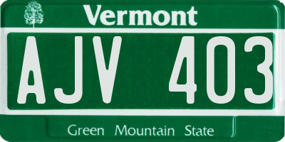 VT license plate AJV403