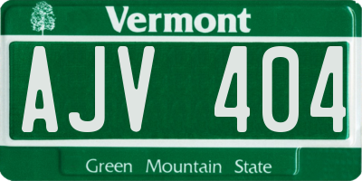 VT license plate AJV404