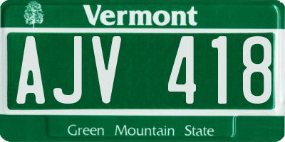 VT license plate AJV418