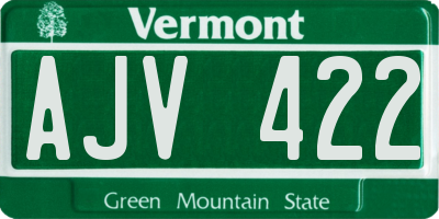 VT license plate AJV422