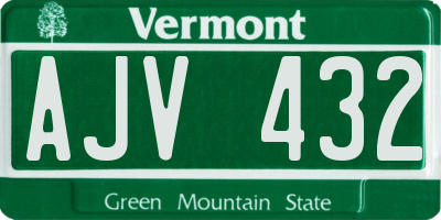 VT license plate AJV432