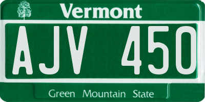 VT license plate AJV450