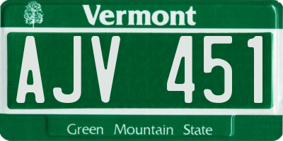 VT license plate AJV451