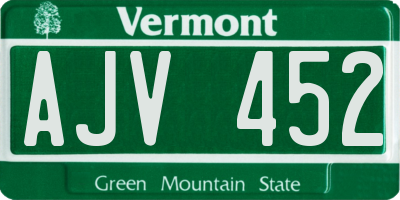 VT license plate AJV452