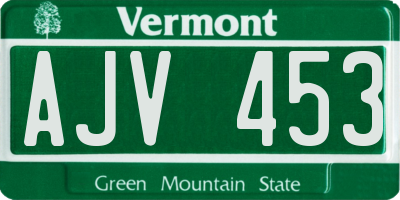 VT license plate AJV453