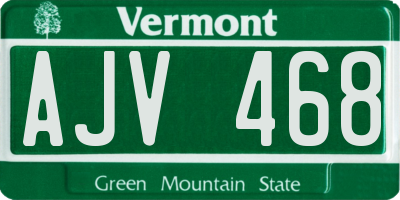 VT license plate AJV468