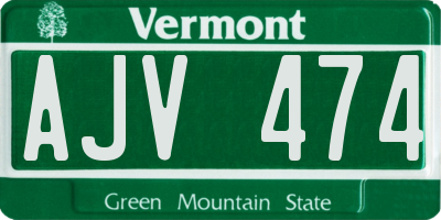 VT license plate AJV474