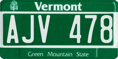 VT license plate AJV478