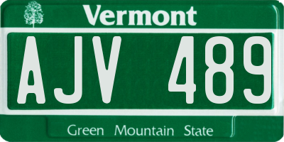 VT license plate AJV489