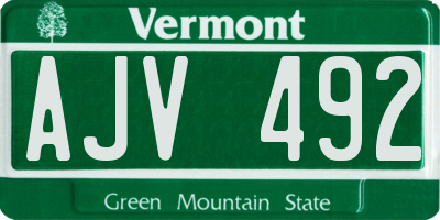 VT license plate AJV492