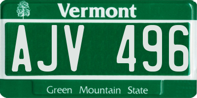 VT license plate AJV496