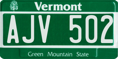 VT license plate AJV502