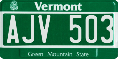 VT license plate AJV503