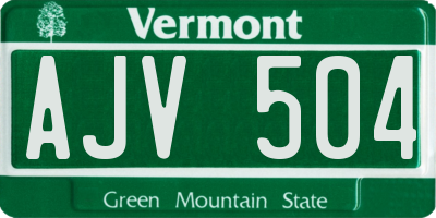 VT license plate AJV504