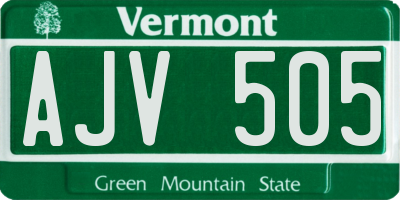 VT license plate AJV505