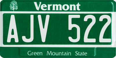 VT license plate AJV522