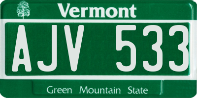 VT license plate AJV533