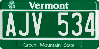 VT license plate AJV534