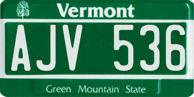 VT license plate AJV536