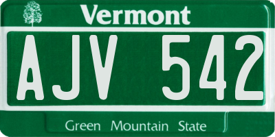 VT license plate AJV542