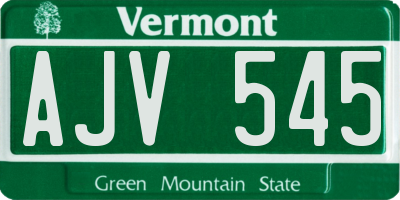 VT license plate AJV545
