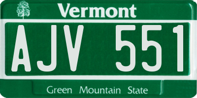 VT license plate AJV551