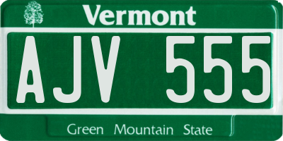 VT license plate AJV555