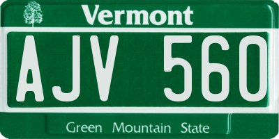 VT license plate AJV560