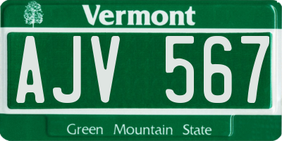 VT license plate AJV567