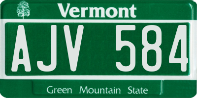 VT license plate AJV584