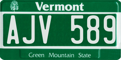 VT license plate AJV589