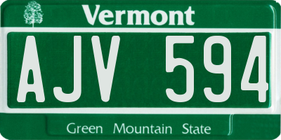 VT license plate AJV594