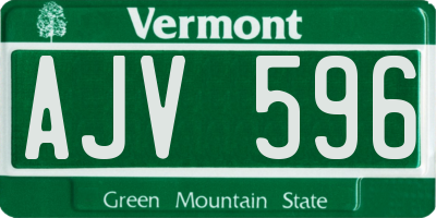 VT license plate AJV596
