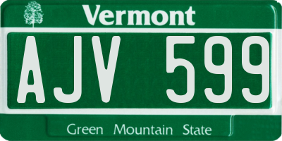 VT license plate AJV599