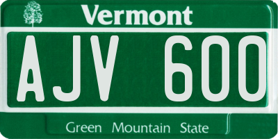 VT license plate AJV600