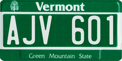 VT license plate AJV601