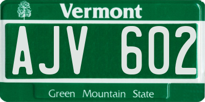 VT license plate AJV602