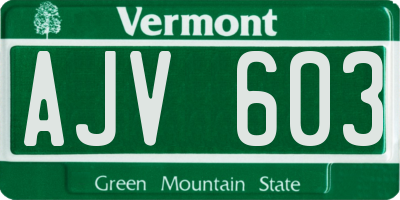 VT license plate AJV603