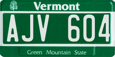 VT license plate AJV604