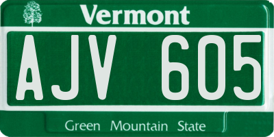 VT license plate AJV605