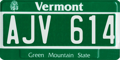 VT license plate AJV614