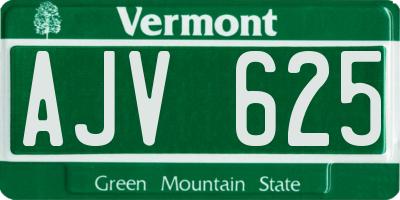 VT license plate AJV625