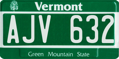 VT license plate AJV632